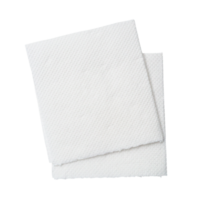 Two folded pieces of white tissue paper or napkin in stack tidily prepared for use in toilet or restroom isolated with clipping path in png file format