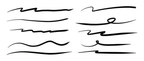 strokes, underlines, highlighter marker strokes, wave brush marks. vector