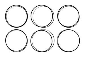 Super set of circles lines sketch hand drawn. Doodle circles for design elements vector