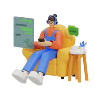 3d Illustration chatten wann Sitzung im das Sofa png