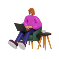 Enhancing Productivity with Laptop Use on Sofas 3D illustration png