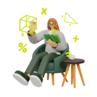 3d ilustración aprender matemáticas a hogar png