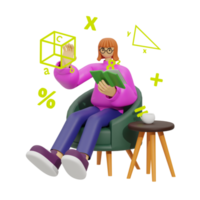 3d illustration learn math at home png