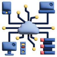 3D illusration cloud computing in work from home set png