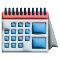 3d illustration kalender i kontor uppsättning png