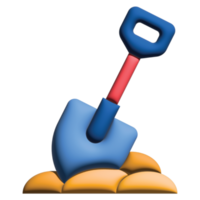 3d illustration shovel in labour day set png