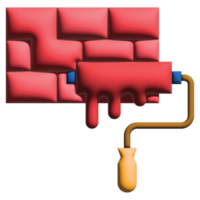 3d illustratie verf rol in arbeid dag reeks png