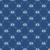 Flying Saucer with Alien in Space vector colored seamless pattern