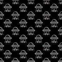 UFO Abducting a Car vector concept Abduction outline seamless pattern