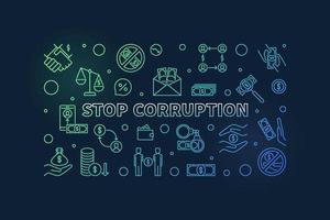 Stop Corruption line colored horizontal banner - vector illustration