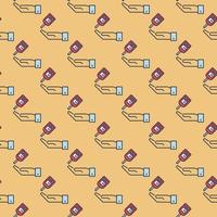 Glucometer and Hand vector colored seamless pattern