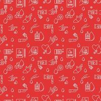 Glucose or Sugar in Blood vector red seamless pattern