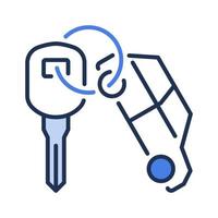 Keychain and Car Key vector Rental concept blue icon
