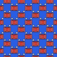 Opened Shipping Red Container vector Transportation colored seamless pattern