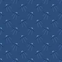 Alien Spaceship vector concept blue modern seamless pattern