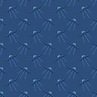 Alien Spaceship vector concept blue modern seamless pattern