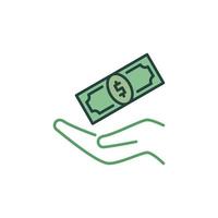 Hand with Cash vector Bribery concept colored icon or sign