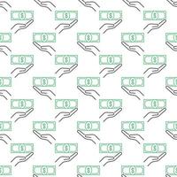 Dollar Banknote in Hand vector concept line seamless pattern