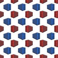 Container vector Shipping concept red and blue seamless pattern