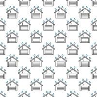Garage Building Roof Leak vector outline seamless pattern