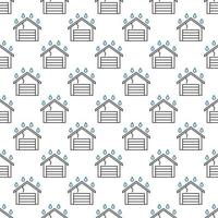 Garage Building Roof Leak vector outline seamless pattern