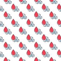Glycemia vector Sugar in Red Blood Drop colored seamless pattern