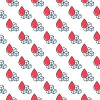 Glycemia vector Sugar in Red Blood Drop colored seamless pattern