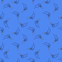 Hand with Car Key vector blue seamless pattern