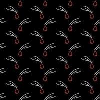 Hand with Blood Drop vector Diabetes Test line dark seamless pattern