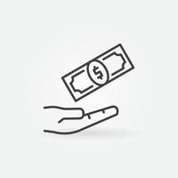 Corruption vector Hand with Cash concept line icon or symbol