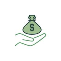 Hand with Money Bag vector Bribery concept colored icon