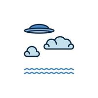 UFO Flying Saucer over Ocean vector concept colored icon