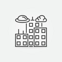 UFO in the City vector Invasion concept outline icon or symbol