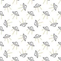 UFO Extraterrestrial Spacecraft vector concept line seamless pattern