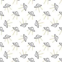 UFO Extraterrestrial Spacecraft vector concept line seamless pattern