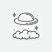 UFO in Sky vector concept thin line icon or sign