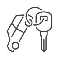 Car Key with Keychain vector Hire concept thin line icon