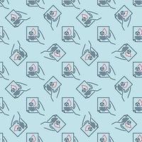 Blood Sugar Report or Test in Hand vector colored seamless pattern