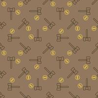 Gavel with Dollar Coin vector Corruption concept seamless pattern