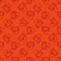 Glucometer App in Smartphone vector concept red line seamless pattern