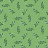 Hand with Money vector Corruption colored seamless pattern