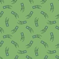 Hand with Money vector Corruption colored seamless pattern