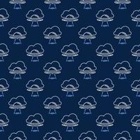 UFO in Sky vector Extraterrestrial Life concept line seamless pattern
