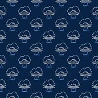 UFO in Sky vector Extraterrestrial Life concept line seamless pattern