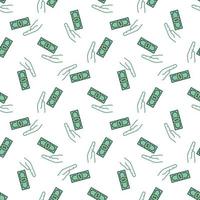 Bribe vector Hand and Banknote colored seamless pattern