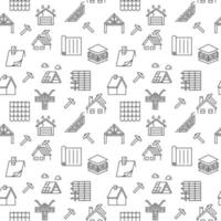 Roof Repair outline seamless pattern - Housetop vector background