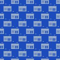 Shipping Container Small House vector blue linear seamless pattern