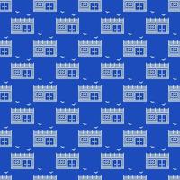 Shipping Container Small House vector blue linear seamless pattern