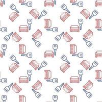 Car Hire vector seamless pattern in outline style