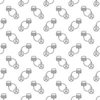 Man and Car vector Car Rental concept line seamless pattern